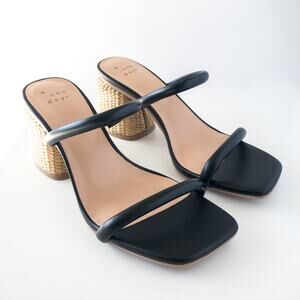 a new day Miley Black Mule Heels Black Woven Heels Slip on Size 6